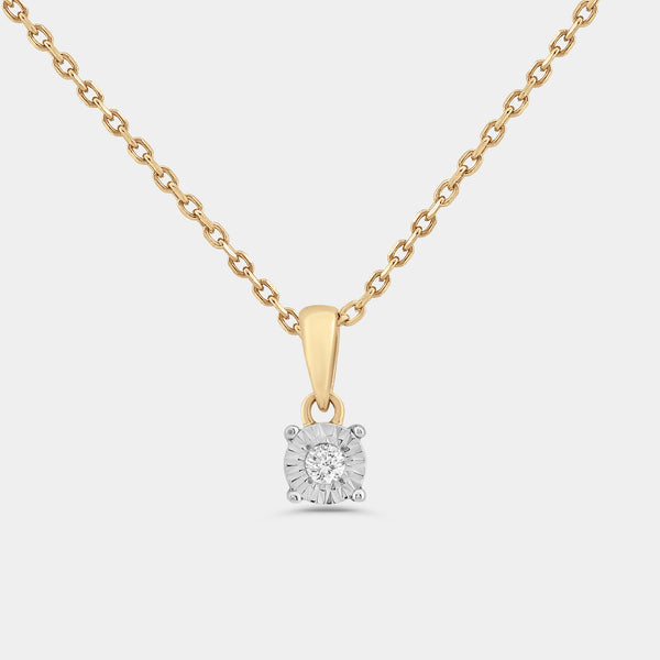 Gilded 1/10 Carat Lab-Grown Diamond Round-Shaped Two-Piece Earring and Pendant Set in an Illusion Plate