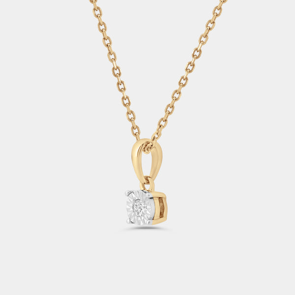 Gilded 1/10 Carat Lab-Grown Diamond Round-Shaped Two-Piece Earring and Pendant Set in an Illusion Plate