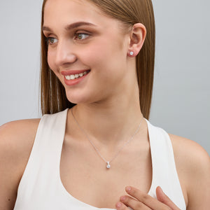 Gilded 2 Carat Lab-Grown Diamond Round-Shaped Two-Piece Earring and Pendant Set