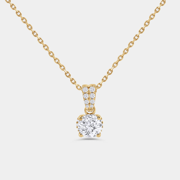 Gilded 2 Carat Lab-Grown Diamond Round-Shaped Two-Piece Earring and Pendant Set