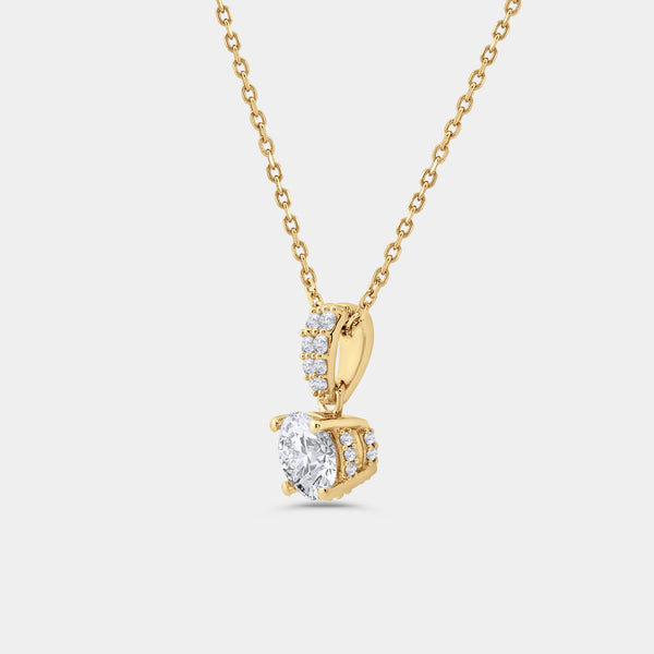 Gilded 2 Carat Lab-Grown Diamond Round-Shaped Two-Piece Earring and Pendant Set