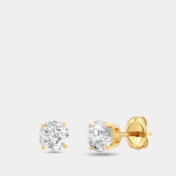 Gilded 3 Carat Lab-Grown Diamond Round-Shaped Two-Piece Earring and Pendant Set