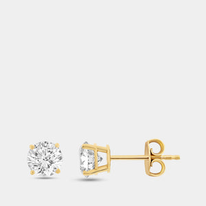 Gilded 3 Carat Lab-Grown Diamond Round-Shaped Two-Piece Earring and Pendant Set