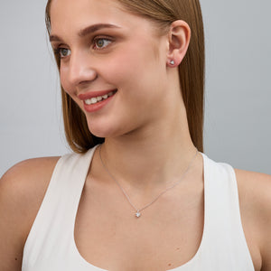 Gilded 1/10 Carat Lab-Grown Diamond Round-Shaped Two-Piece Earring and Pendant Set in a Heart-Shaped Illusion Plate