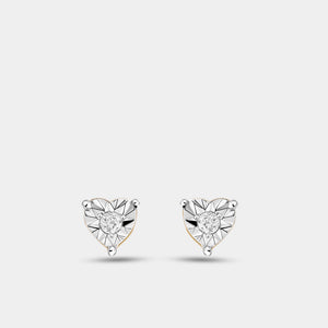 Gilded 1/10 Carat Lab-Grown Diamond Round-Shaped Two-Piece Earring and Pendant Set in a Heart-Shaped Illusion Plate