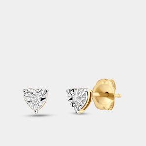 Gilded 1/10 Carat Lab-Grown Diamond Round-Shaped Two-Piece Earring and Pendant Set in a Heart-Shaped Illusion Plate