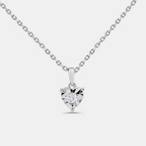 Gilded 1/10 Carat Lab-Grown Diamond Round-Shaped Two-Piece Earring and Pendant Set in a Heart-Shaped Illusion Plate