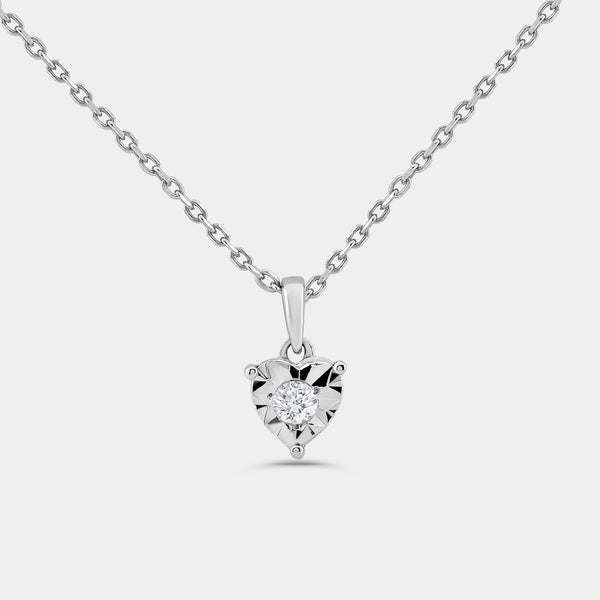 Gilded 1/10 Carat Lab-Grown Diamond Round-Shaped Two-Piece Earring and Pendant Set in a Heart-Shaped Illusion Plate