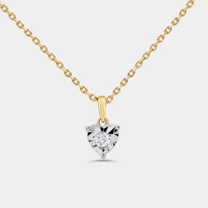 Gilded 1/10 Carat Lab-Grown Diamond Round-Shaped Two-Piece Earring and Pendant Set in a Heart-Shaped Illusion Plate