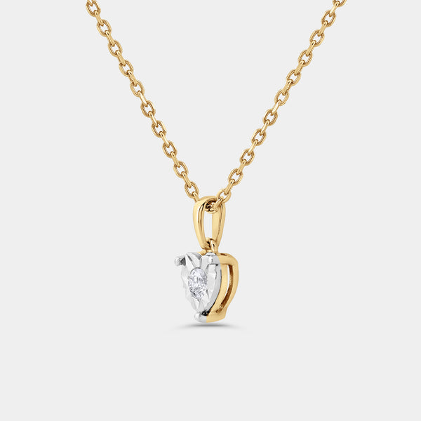 Gilded 1/10 Carat Lab-Grown Diamond Round-Shaped Two-Piece Earring and Pendant Set in a Heart-Shaped Illusion Plate