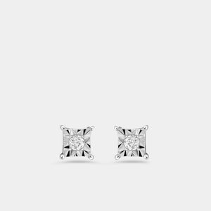 Gilded 1/10 Carat Lab-Grown Diamond Round-Shaped Two-Piece Earring and Pendant Set in a Square Illusion Plate
