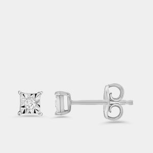 Gilded 1/10 Carat Lab-Grown Diamond Round-Shaped Two-Piece Earring and Pendant Set in a Square Illusion Plate