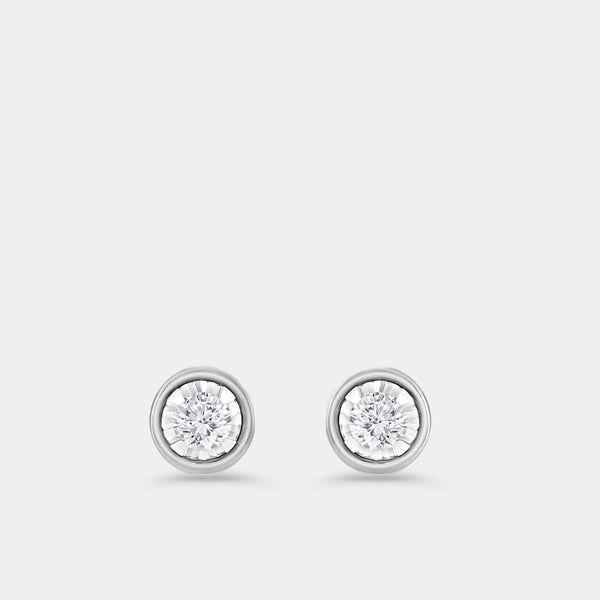 Gilded 1/4 Carat Lab-Grown Diamond Round-Shaped, Bezel-Set, Two-Piece Earring and Pendant Set
