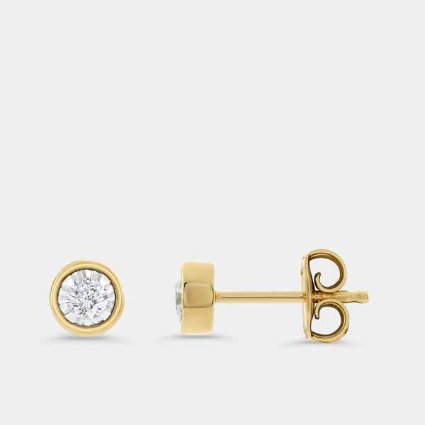 Gilded 1/4 Carat Lab-Grown Diamond Round-Shaped, Bezel-Set, Two-Piece Earring and Pendant Set