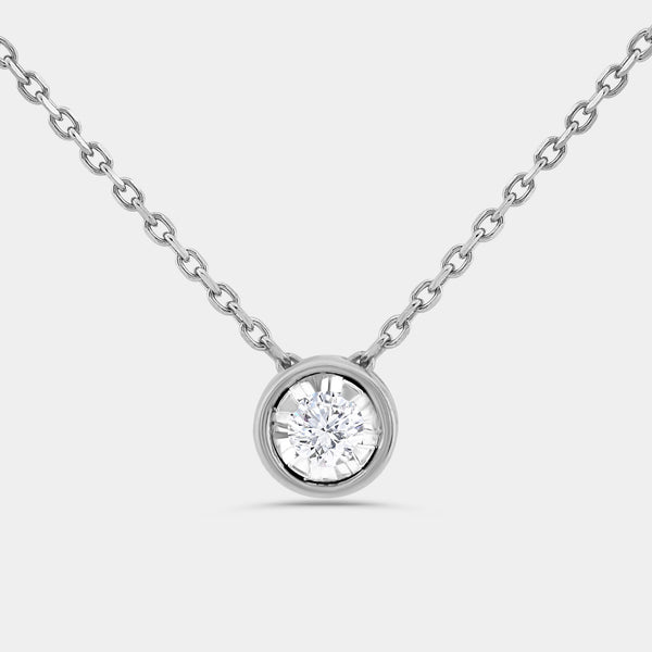 Gilded 1/4 Carat Lab-Grown Diamond Round-Shaped, Bezel-Set, Two-Piece Earring and Pendant Set