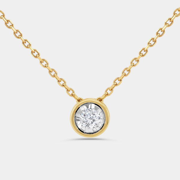 Gilded 1/4 Carat Lab-Grown Diamond Round-Shaped, Bezel-Set, Two-Piece Earring and Pendant Set