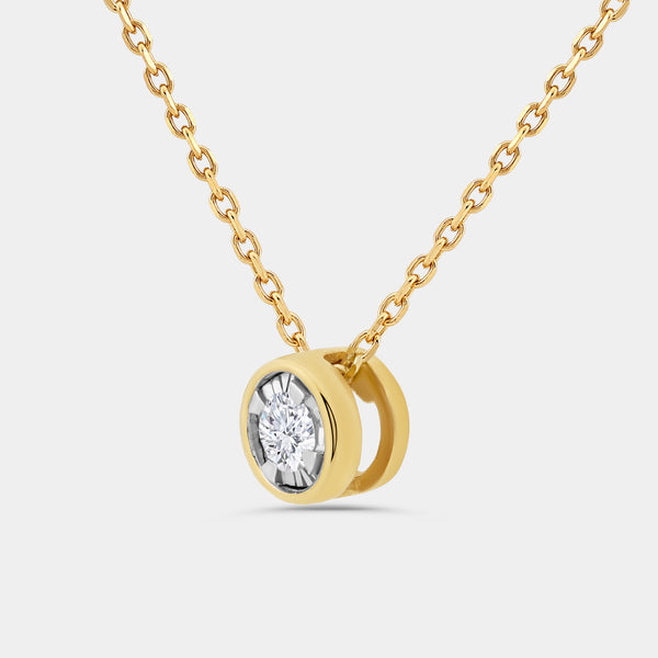 Gilded 1/4 Carat Lab-Grown Diamond Round-Shaped, Bezel-Set, Two-Piece Earring and Pendant Set