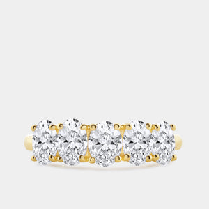 Gilded 1 and 7/8 Carat Lab-Grown Diamond Oval-Shaped Five-Stone Ring
