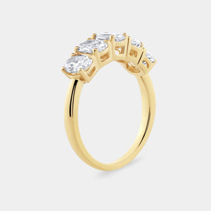 Gilded 1 and 7/8 Carat Lab-Grown Diamond Oval-Shaped Five-Stone Ring