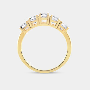 Gilded 1 and 7/8 Carat Lab-Grown Diamond Oval-Shaped Five-Stone Ring