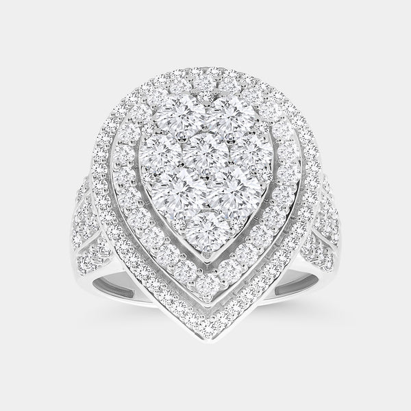 3 Carat Lab-Grown Diamond Multi-Halo Pear-Shaped Composite Fashion Ring — GILDED New York