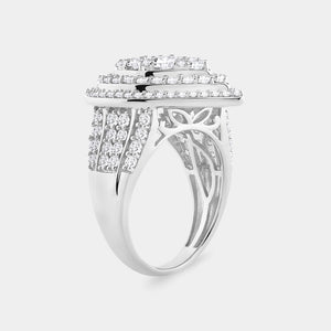 Gilded 3 Carat Lab-Grown Diamond Multi-Halo Pear-Shaped Composite Fashion Ring