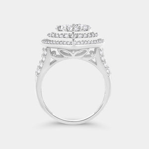 Gilded 3 Carat Lab-Grown Diamond Multi-Halo Pear-Shaped Composite Fashion Ring