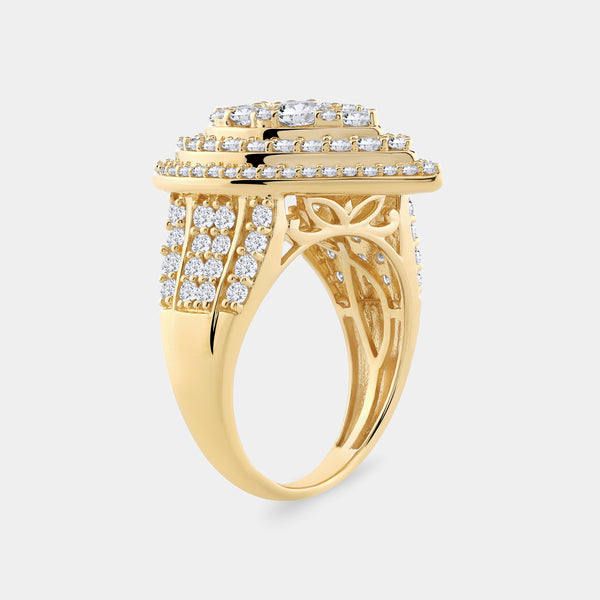 3 Carat Lab-Grown Diamond Multi-Halo Pear-Shaped Composite Fashion Ring — GILDED New York