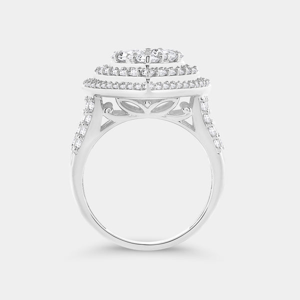 3 Carat Lab-Grown Diamond Multi-Halo Pear-Shaped Composite Fashion Ring — GILDED New York