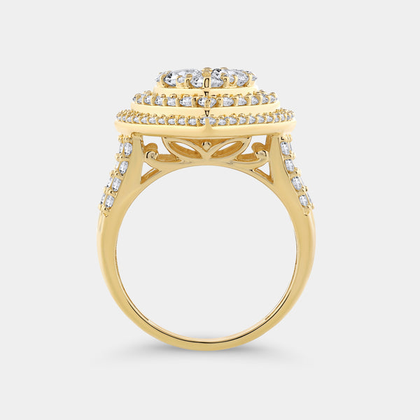 3 Carat Lab-Grown Diamond Multi-Halo Pear-Shaped Composite Fashion Ring — GILDED New York