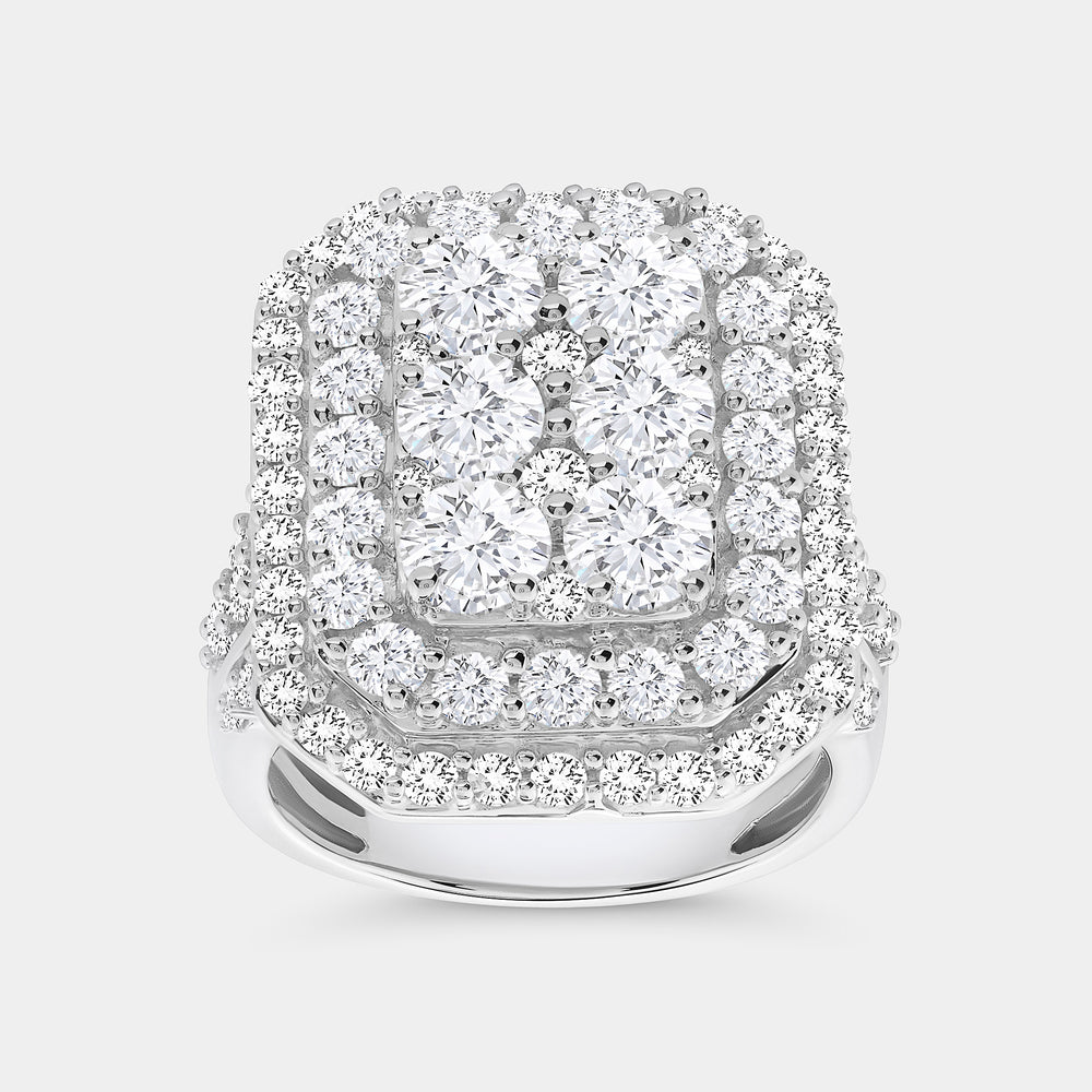 Gilded 4 Carat Lab-Grown Diamond Multi-Halo, Emerald-Shaped Composite Fashion Ring