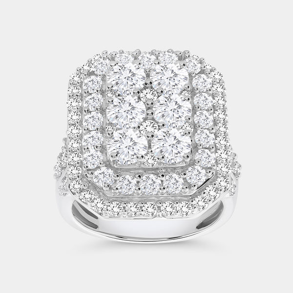 4 Carat Lab-Grown Diamond Multi-Halo, Emerald-Shaped Composite Fashion Ring — GILDED New York