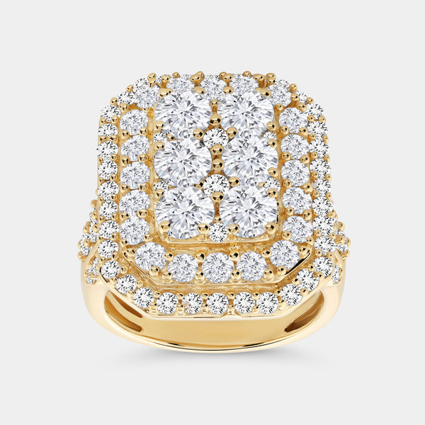 4 Carat Lab-Grown Diamond Multi-Halo, Emerald-Shaped Composite Fashion Ring — GILDED New York
