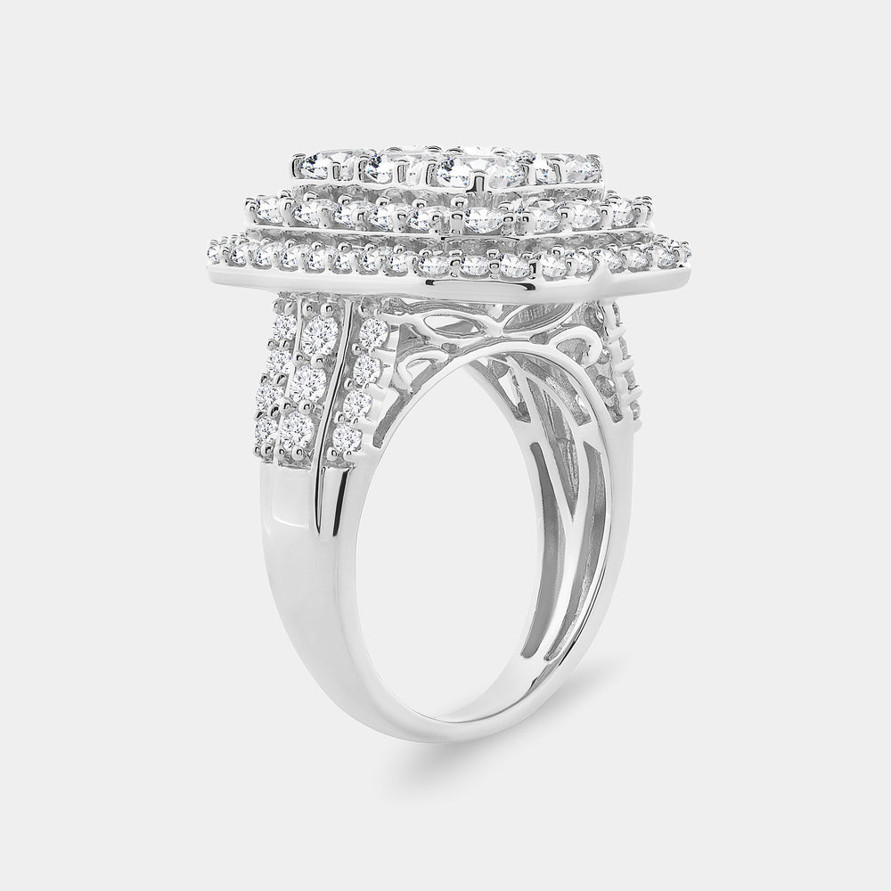 Gilded 4 Carat Lab-Grown Diamond Multi-Halo, Emerald-Shaped Composite Fashion Ring