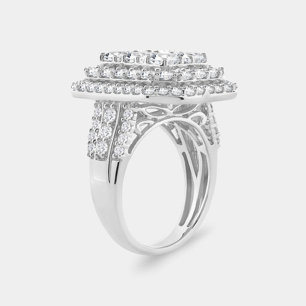 4 Carat Lab-Grown Diamond Multi-Halo, Emerald-Shaped Composite Fashion Ring — GILDED New York
