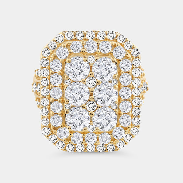 4 Carat Lab-Grown Diamond Multi-Halo, Emerald-Shaped Composite Fashion Ring — GILDED New York