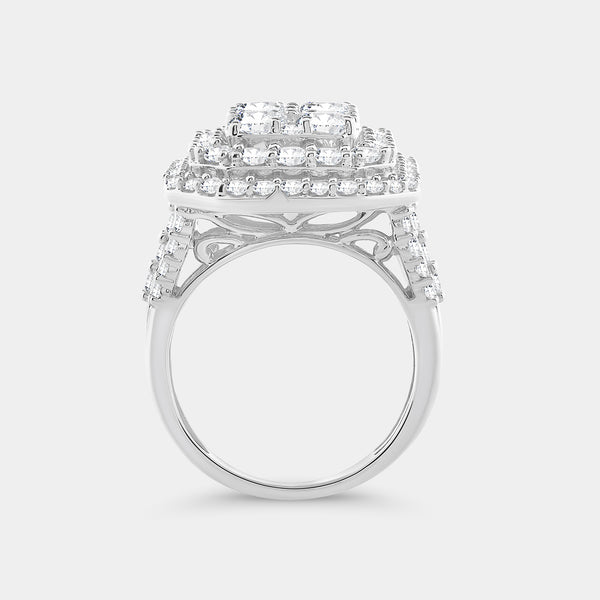 4 Carat Lab-Grown Diamond Multi-Halo, Emerald-Shaped Composite Fashion Ring — GILDED New York