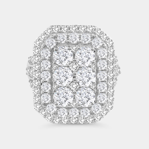 4 Carat Lab-Grown Diamond Multi-Halo, Emerald-Shaped Composite Fashion Ring — GILDED New York