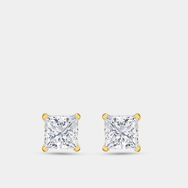 1/2 Carat Lab-Grown Diamond Princess-Cut Classic Solitaire Studs — GILDED New York
