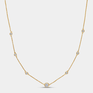 Gilded 1 Carat Lab-Grown Diamond Bezel-Set Diamonds-By-The-Yard Necklace
