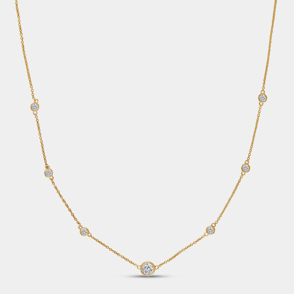 1 Carat Lab-Grown Diamond Bezel-Set Diamonds-By-The-Yard Necklace — GILDED New York