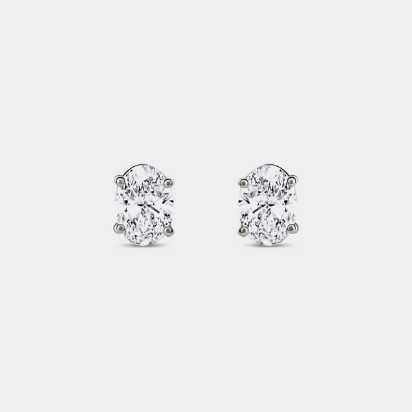 2 Carat Lab-Grown Diamond Oval-Shaped Classic Solitaire Studs — GILDED New York