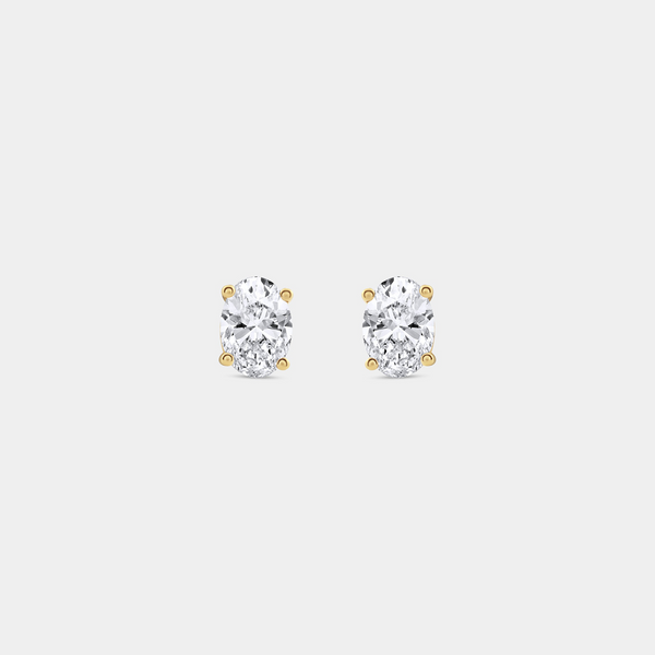 1 Carat Lab-Grown Diamond Oval-Shaped Classic Solitaire Studs — GILDED New York