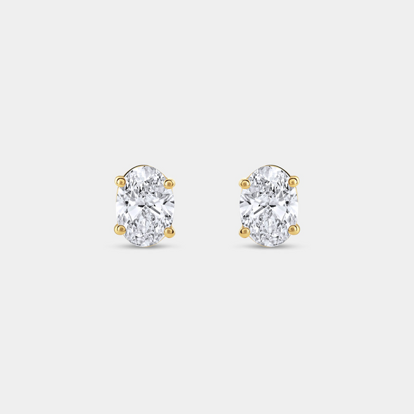2 Carat Lab-Grown Diamond Oval-Shaped Classic Solitaire Studs — GILDED New York