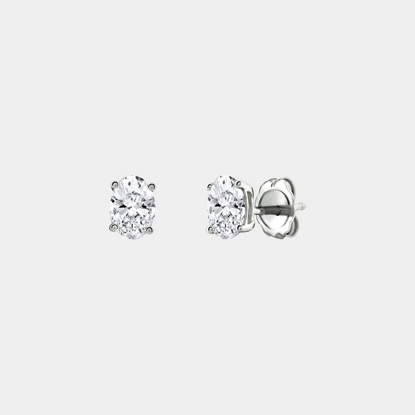 1 Carat Lab-Grown Diamond Oval-Shaped Classic Solitaire Studs — GILDED New York