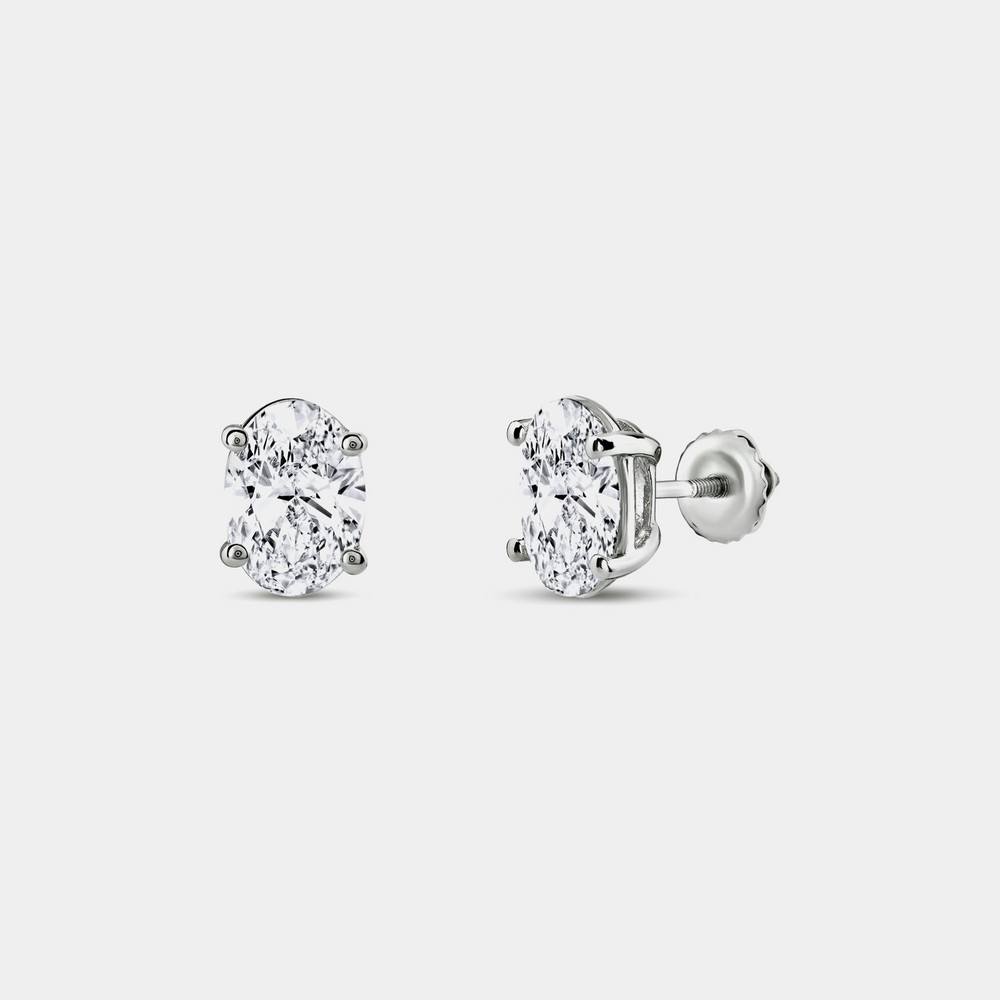 2 Carat Lab-Grown Diamond Oval-Shaped Classic Solitaire Studs — GILDED New York
