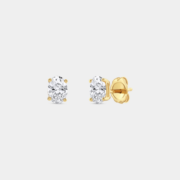 1 Carat Lab-Grown Diamond Oval-Shaped Classic Solitaire Studs — GILDED New York