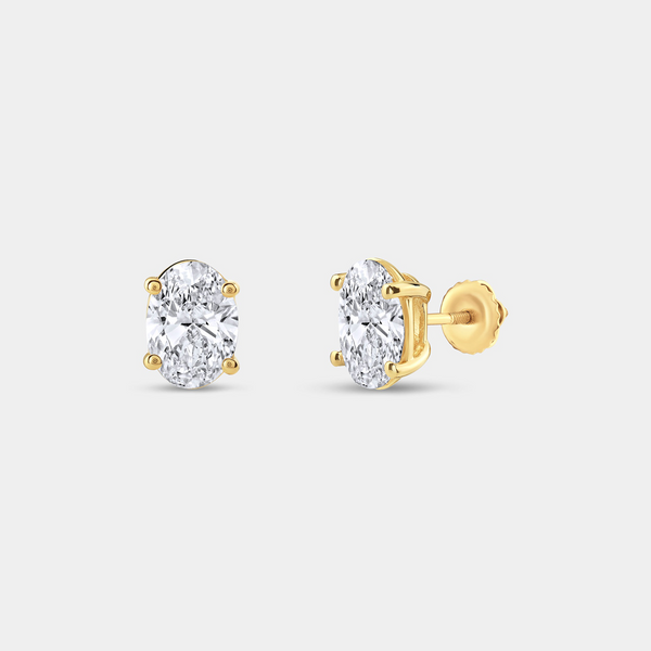 2 Carat Lab-Grown Diamond Oval-Shaped Classic Solitaire Studs — GILDED New York