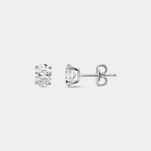 1 Carat Lab-Grown Diamond Oval-Shaped Classic Solitaire Studs — GILDED New York