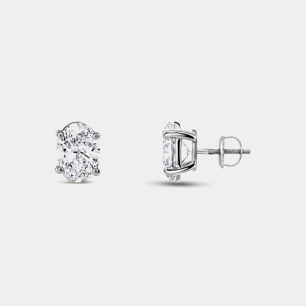 2 Carat Lab-Grown Diamond Oval-Shaped Classic Solitaire Studs — GILDED New York
